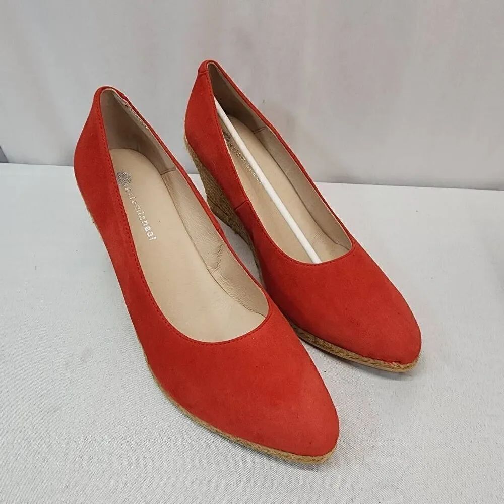 Eric Michael TEVA Size EU 40 US 9.5 Women's Red Suede Espadrilles Wedge Heels Sa